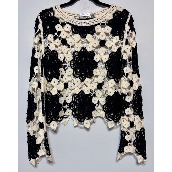 Cloth By Design Tops - Cloth By Design Crochet Floral Top Size Small Boho Festival‎ Crop Y2K Grannycore